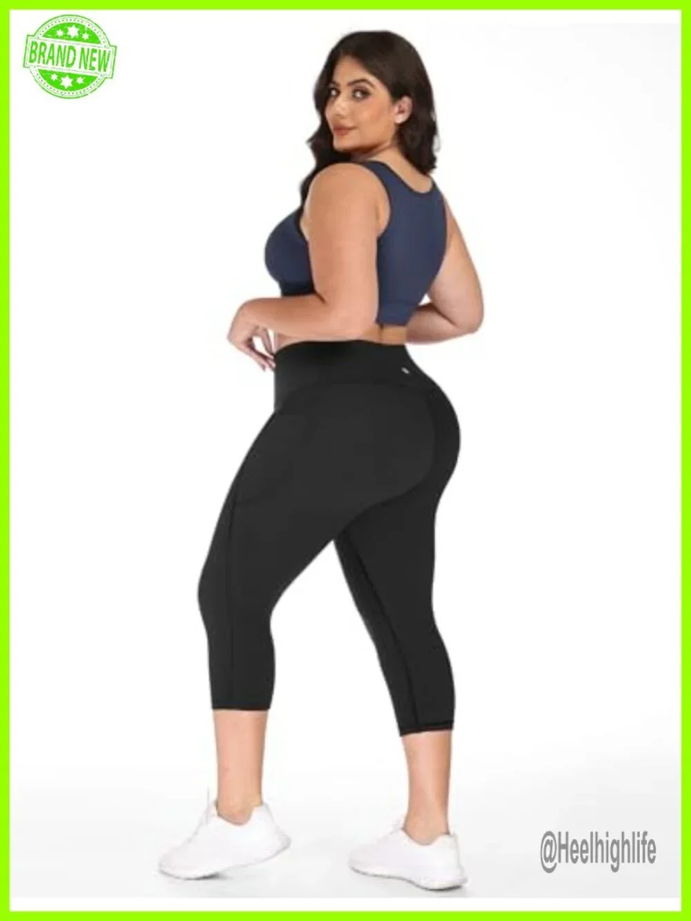 Plus Size Capri Leggings with Pockets High Waisted Tummy Control Yoga Pants